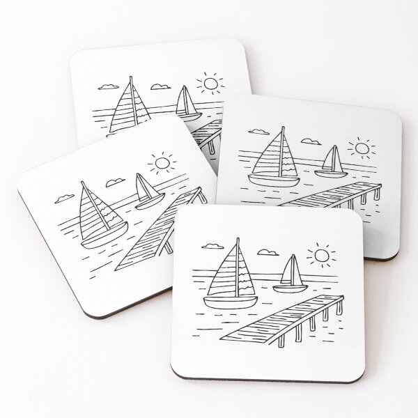 Item preview, Boats tied up in a harbor alongside wooden walkways designed and sold by rasagamastore.