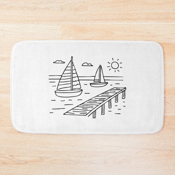 Item preview, Boats tied up in a harbor alongside wooden walkways designed and sold by rasagamastore.