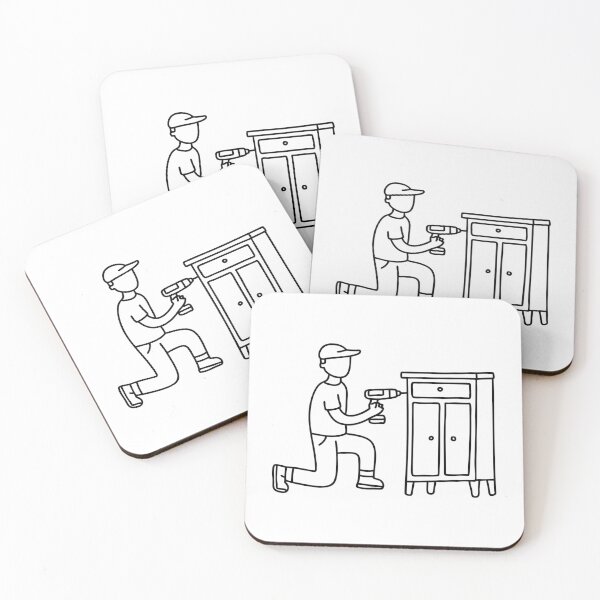 Item preview, Handyman repairing a wooden cabinet in a living room designed and sold by rasagamastore.