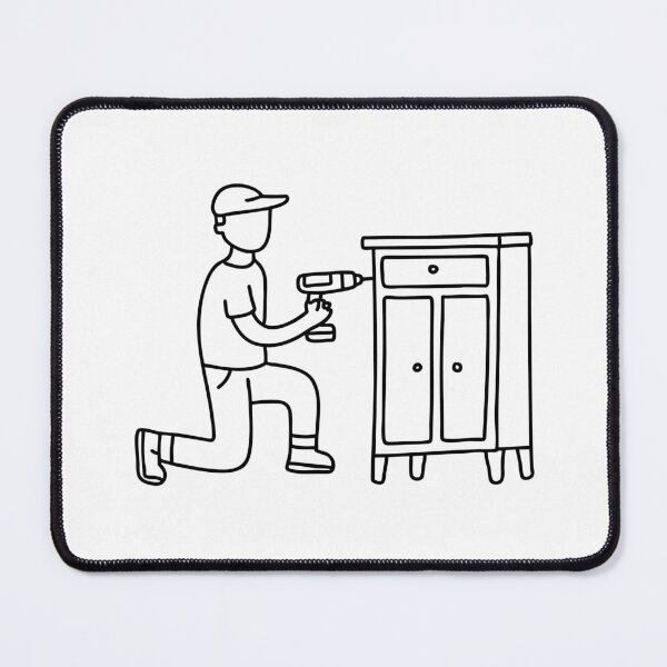 Item preview, Handyman repairing a wooden cabinet in a living room designed and sold by rasagamastore.
