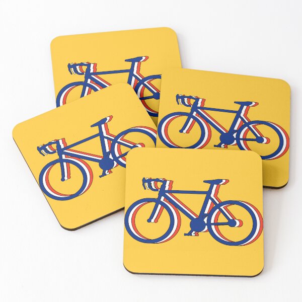 Item preview, cycling and freedom, silhouette of three bicycles that make up the three colors and yellow of the Tour of France jersey designed and sold by rikyfreestyle.
