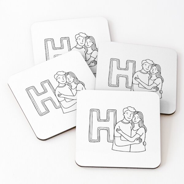 Item preview, Letter H beside couple Hug designed and sold by rasagamastore.