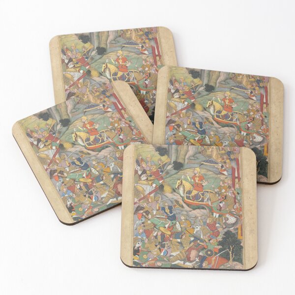 Item preview, Mughal ruler Humayun defeating the Afghans before reconquering India, folio from an Akbar-nama (Book of Akbar) of Abu’l Fazl (Indian, 1551–1602), c. 1590. Mughal India, court of Akbar (reigned 1556 designed and sold by Vintage Designs +.