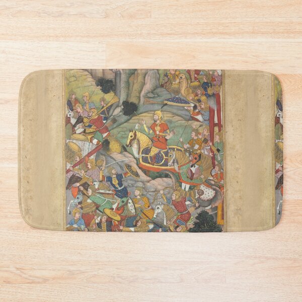 Item preview, Mughal ruler Humayun defeating the Afghans before reconquering India, folio from an Akbar-nama (Book of Akbar) of Abu’l Fazl (Indian, 1551–1602), c. 1590. Mughal India, court of Akbar (reigned 1556 designed and sold by Vintage Designs +.