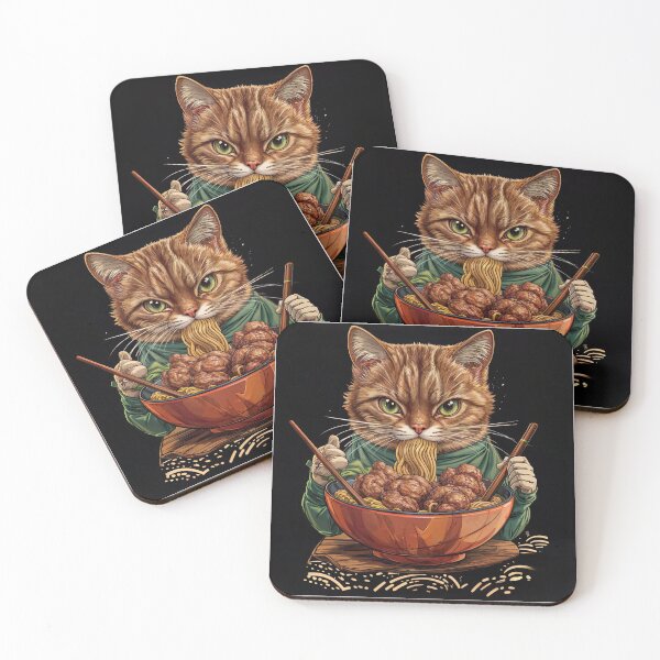 Item preview, T-Shirt Design Trending: CAT EATING NOODLES designed and sold by ForeverPrintsOK.