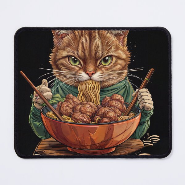 Item preview, T-Shirt Design Trending: CAT EATING NOODLES designed and sold by ForeverPrintsOK.