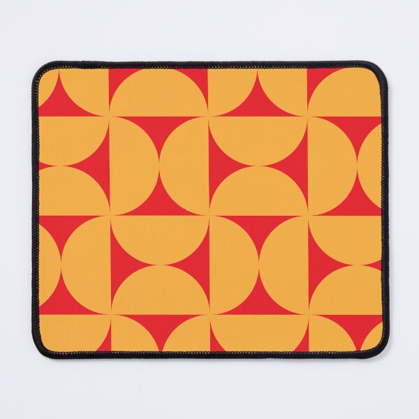 Item preview, Minimalist Mid Century Orange Half Circles on Red Pattern designed and sold by Yasminepatterns .
