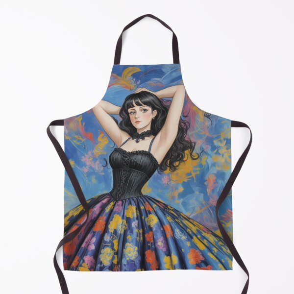 Aperçu de l'œuvre Belle illustration expressionniste d'une fille gothique Lolita aux couleurs vives et jolies créée et vendue par Vintage Designs +.