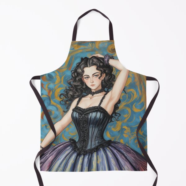 Aperçu de l'œuvre Belle illustration expressionniste d'une fille gothique Lolita aux couleurs vives et jolies créée et vendue par Vintage Designs +.