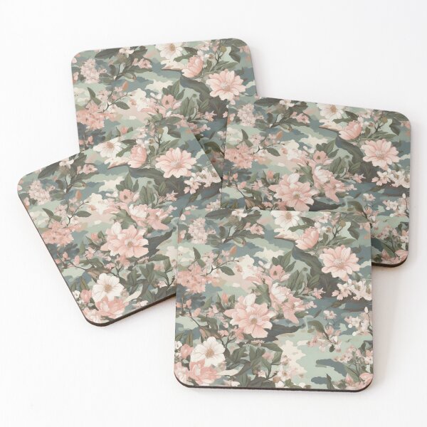 Item preview, Pastel camouflage spring blossoms and florals pattern designed and sold by Designbes.