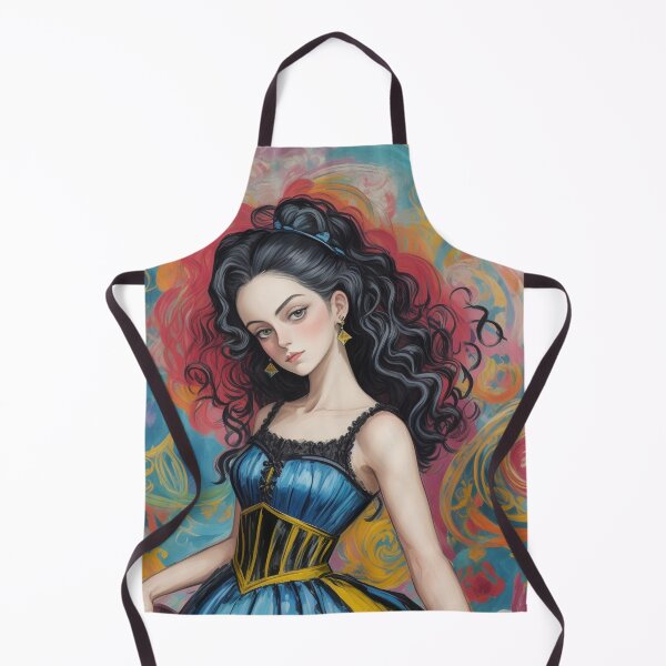 Aperçu de l'œuvre Belle illustration expressionniste d'une fille gothique Lolita aux couleurs vives et jolies créée et vendue par Vintage Designs +.