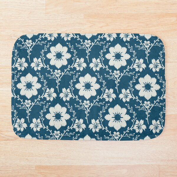 Item preview, Blue White Boho Tropical Elegant Wildflowers Whimsical Damask Pattern designed and sold by BWDecorPattern.