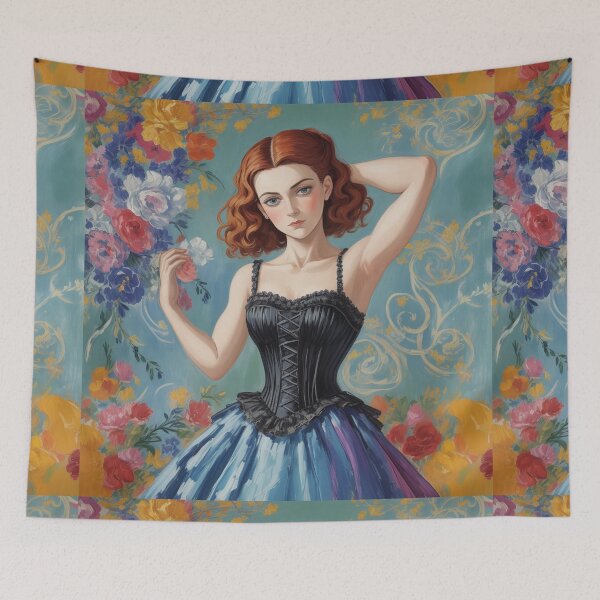 Item preview,  Beautiful Expressionistic illustration of a Gothic Lolita girl vibrant colors pretty designed and sold by Vintage Designs +.