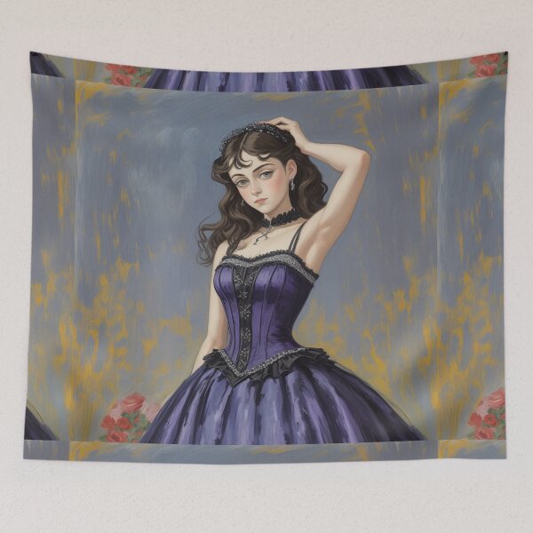 Item preview,  Beautiful Expressionistic illustration of a Gothic Lolita girl vibrant colors pretty designed and sold by Vintage Designs +.