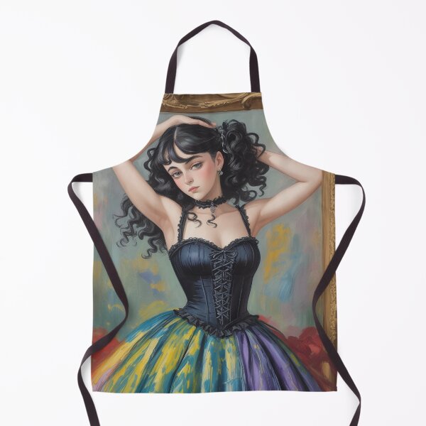 Aperçu de l'œuvre Belle illustration expressionniste d'une fille gothique Lolita aux couleurs vives et jolies créée et vendue par Vintage Designs +.