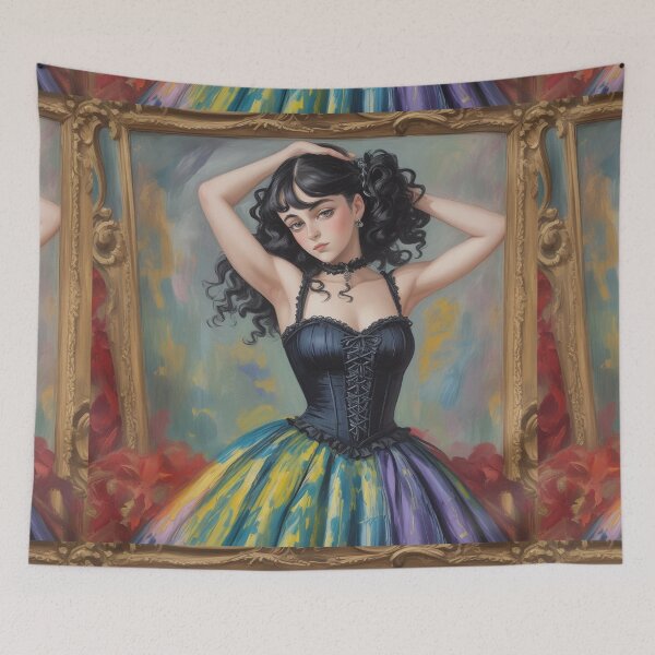 Item preview,  Beautiful Expressionistic illustration of a Gothic Lolita girl vibrant colors pretty designed and sold by Vintage Designs +.