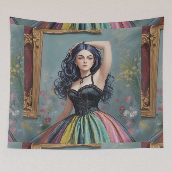 Item preview,  Beautiful Expressionistic illustration of a Gothic Lolita girl vibrant colors pretty designed and sold by Vintage Designs +.