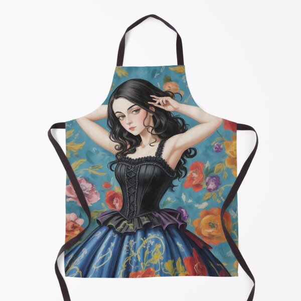 Aperçu de l'œuvre Belle illustration expressionniste d'une fille gothique Lolita aux couleurs vives et jolies créée et vendue par Vintage Designs +.
