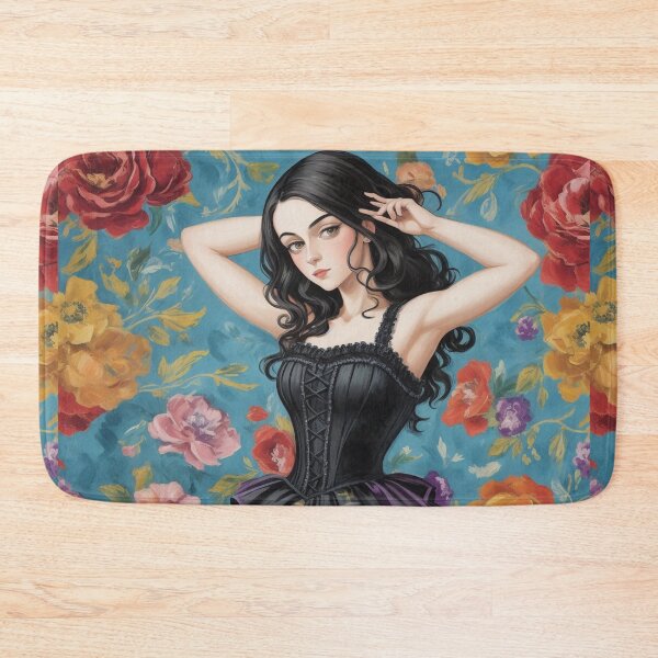 Item preview, Beautiful Expressionistic illustration of a Gothic Lolita girl vibrant colors pretty designed and sold by Vintage Designs +.