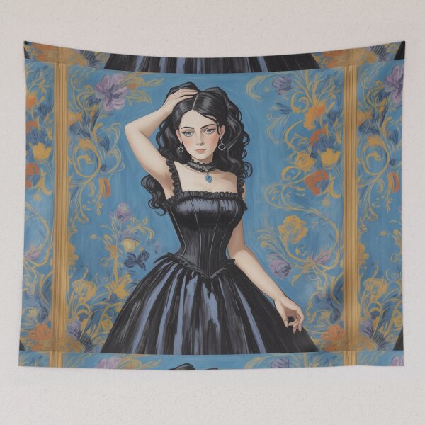 Item preview,  Beautiful Expressionistic illustration of a Gothic Lolita girl vibrant colors pretty designed and sold by Vintage Designs +.