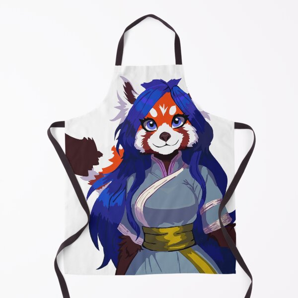 Item preview, Red Panda Woman in Blue Robe, Blue Hair & Yellow Sash designed and sold by KlakkDrawsStuff.