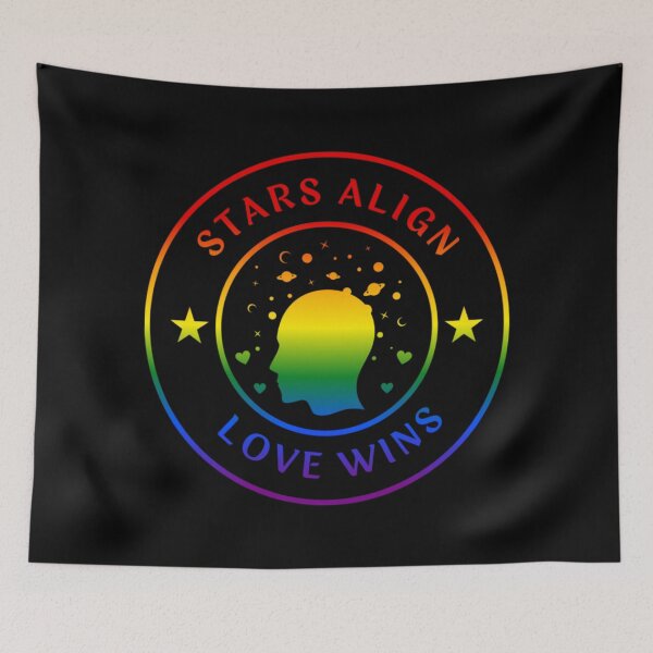 Item preview, Solar System LGBTQ, Stars Align Love Wins Slogan, Classic pride flag graphic, solar system spreading love graphic, pride, Solar system, Astronomy, night sky, star gazing,  night sky,  designed and sold by PrideBeProud.