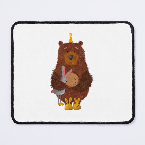 Item preview, Fuzzy bear with his bunny and funny slippers designed and sold by Sannevanrossum.