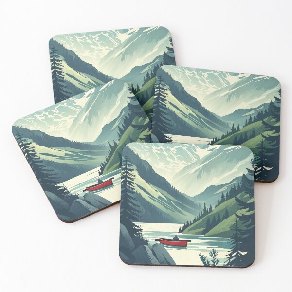 Item preview, River Journey – Lone Traveler in a Boat Through the Mountains designed and sold by D-a-y-d-r-e-a-m.