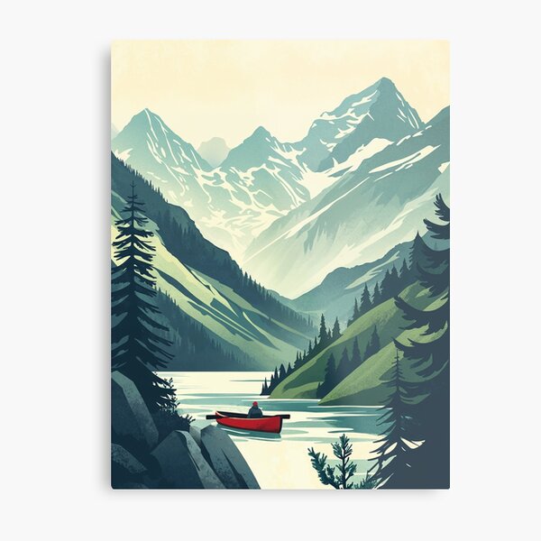 Item preview, River Journey – Lone Traveler in a Boat Through the Mountains designed and sold by D-a-y-d-r-e-a-m.