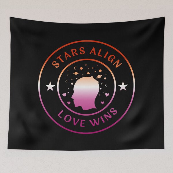 Item preview, Solar System LGBTQ, Stars Align Love Wins Slogan, Lesbian pride flag graphic, solar system spreading love graphic, pride, Solar system, Astronomy, night sky, star gazing,  night sky,  designed and sold by PrideBeProud.