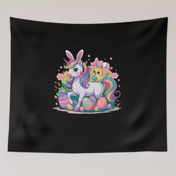 Item preview, Bunny Chick Ridding Unicorn Easter Hunting Colorful Eggs designed and sold by diyoor.