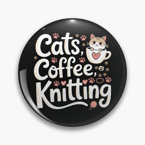 Artikelvorschau, Katzen Kaffee Stricken Katzenliebhaber Strickerin entworfen und verkauft von WildPalette-Art.