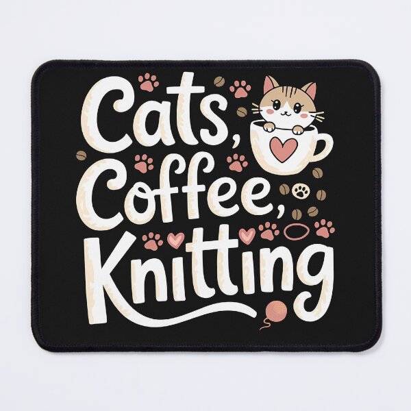 Artikelvorschau, Katzen Kaffee Stricken Katzenliebhaber Strickerin entworfen und verkauft von WildPalette-Art.