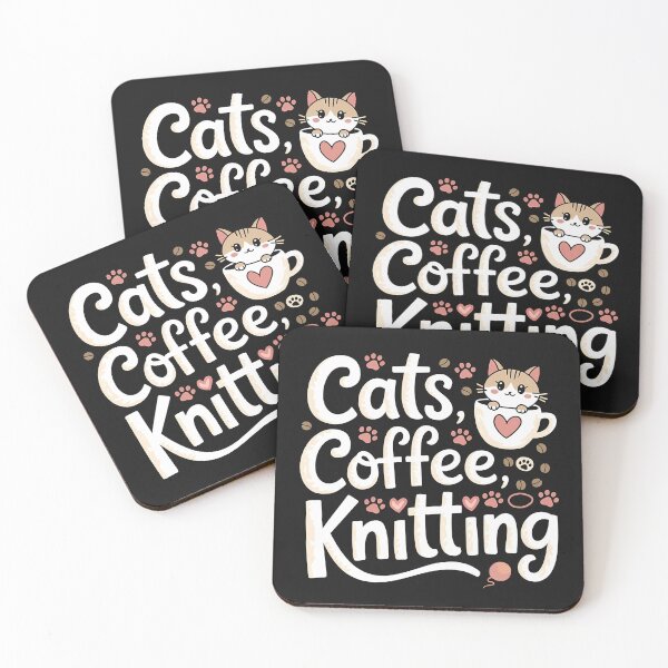 Item preview, Cats Coffee Knitting Cat Lover Knitter designed and sold by WildPalette-Art.