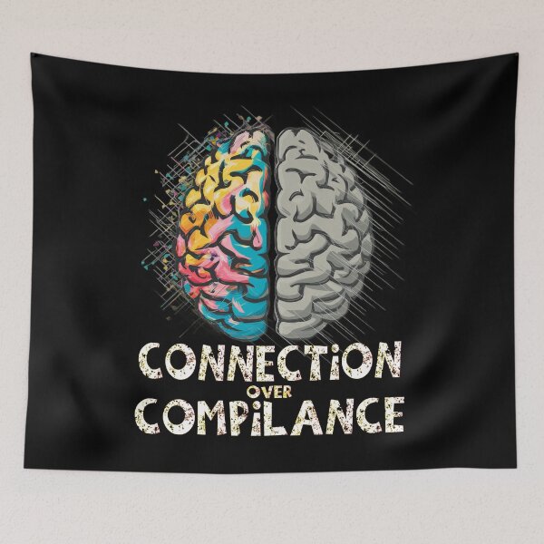 Item preview, Connection Over Compilance - colorful brain  - Autistic Gril Boy  designed and sold by Smix Pixels.