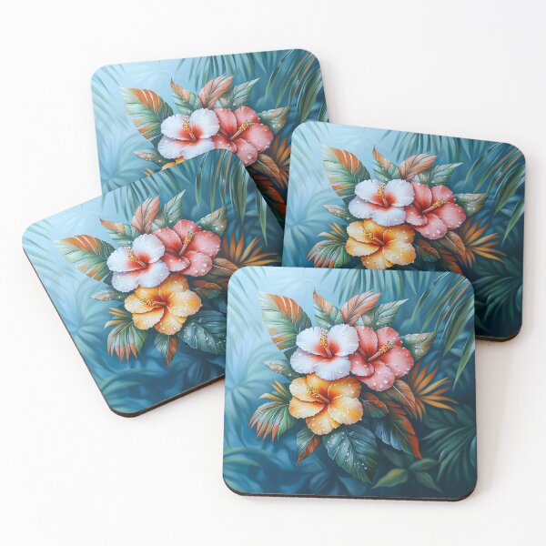 Item preview, Tropical Hibiscus Bloom with Dewdrops, Vibrant Floral Art designed and sold by MargaretWiktor.
