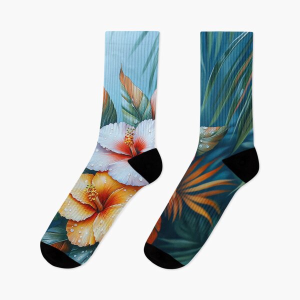 Item preview, Tropical Hibiscus Bloom with Dewdrops, Vibrant Floral Art designed and sold by MargaretWiktor.