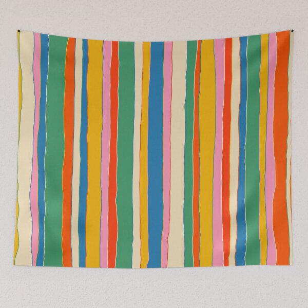 Item preview, Colorful Stripes Vibrant Retro Contemporary Irregular Serrate Vertical Stripe Pattern designed and sold by kierkegaard.
