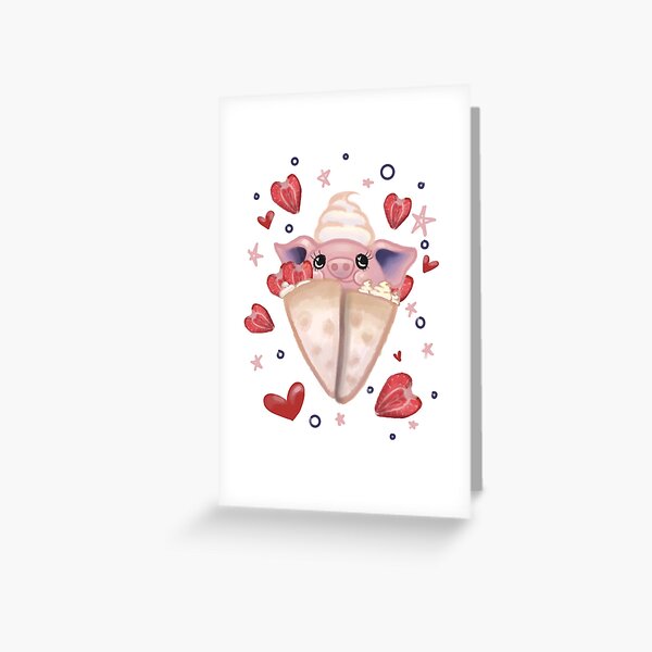 Vista previa del artículo con la obra «Crepe de fresas y cerditos», diseñado y vendido por Wolfy's Whims.