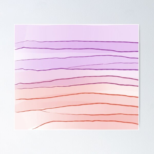 Aperçu de l'œuvre Paysage violet et pêche avec des lignes créée et vendue par MKTplaceDesign.
