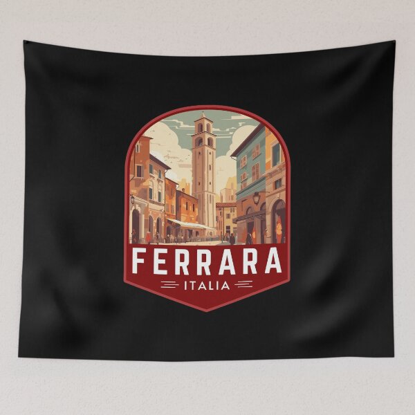 Item preview, Ferrara in Emilia-Romagna Italy Vintage Travel Art Badge designed and sold by MaateoDesign.