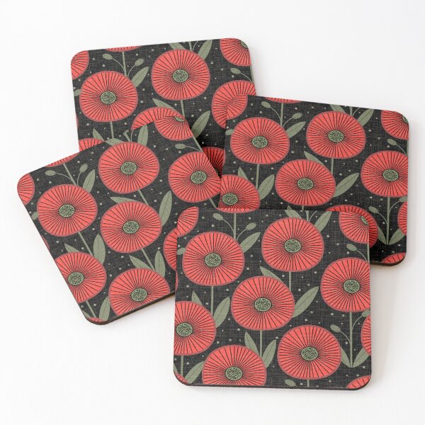 Item preview, Dark red folk poppies  designed and sold by chiara-de-david.