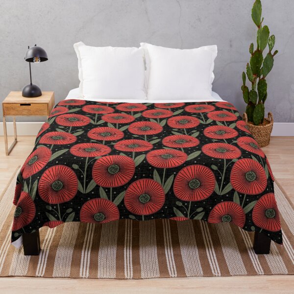 Item preview, Dark red folk poppies designed and sold by chiara-de-david.
