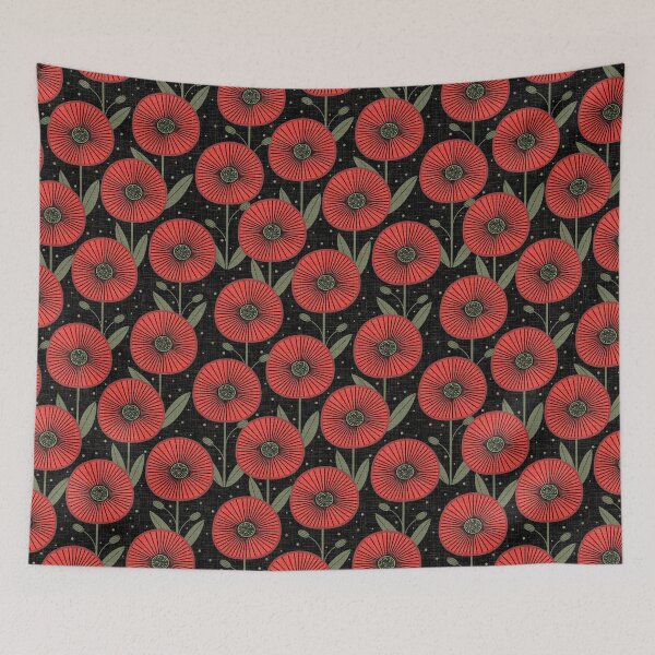 Item preview, Dark red folk poppies  designed and sold by chiara-de-david.