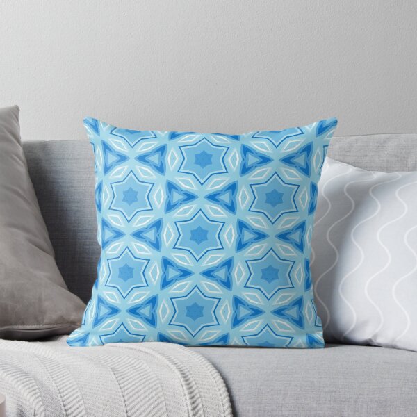 Star of David, Pattern 2 - Blue. Throw Pillow