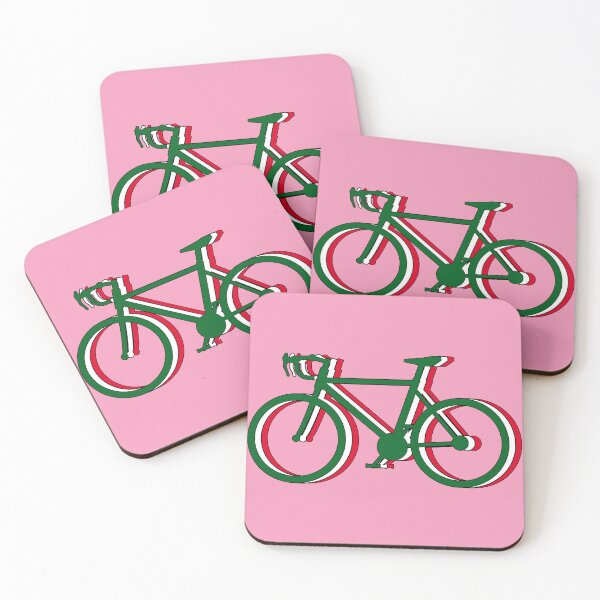 Item preview, bicycles, cycling and freedom, silhouette of three bicycles that make up the three colors and rose of the tour of italy jersey designed and sold by rikyfreestyle.