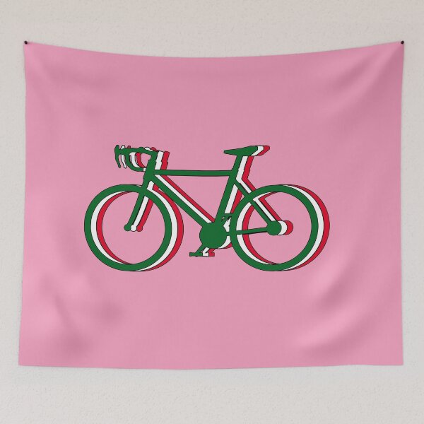 Item preview, bicycles, cycling and freedom, silhouette of three bicycles that make up the three colors and rose of the tour of italy jersey designed and sold by rikyfreestyle.