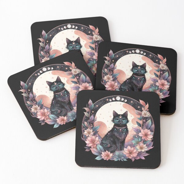 Item preview, Cute Black Cat Kawaii Pastel Goth cottagecore Moon Phases Crystal Witchy Astrology Celestial boho aesthetics and Moon Astrology Lovers designed and sold by Collagedream.