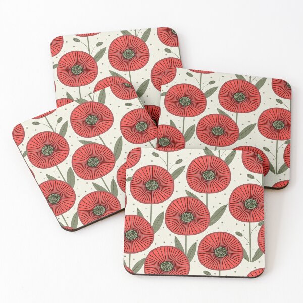 Item preview, Light red folk poppies  designed and sold by chiara-de-david.