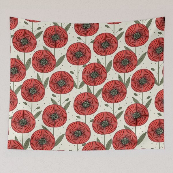 Item preview, Light red folk poppies  designed and sold by chiara-de-david.